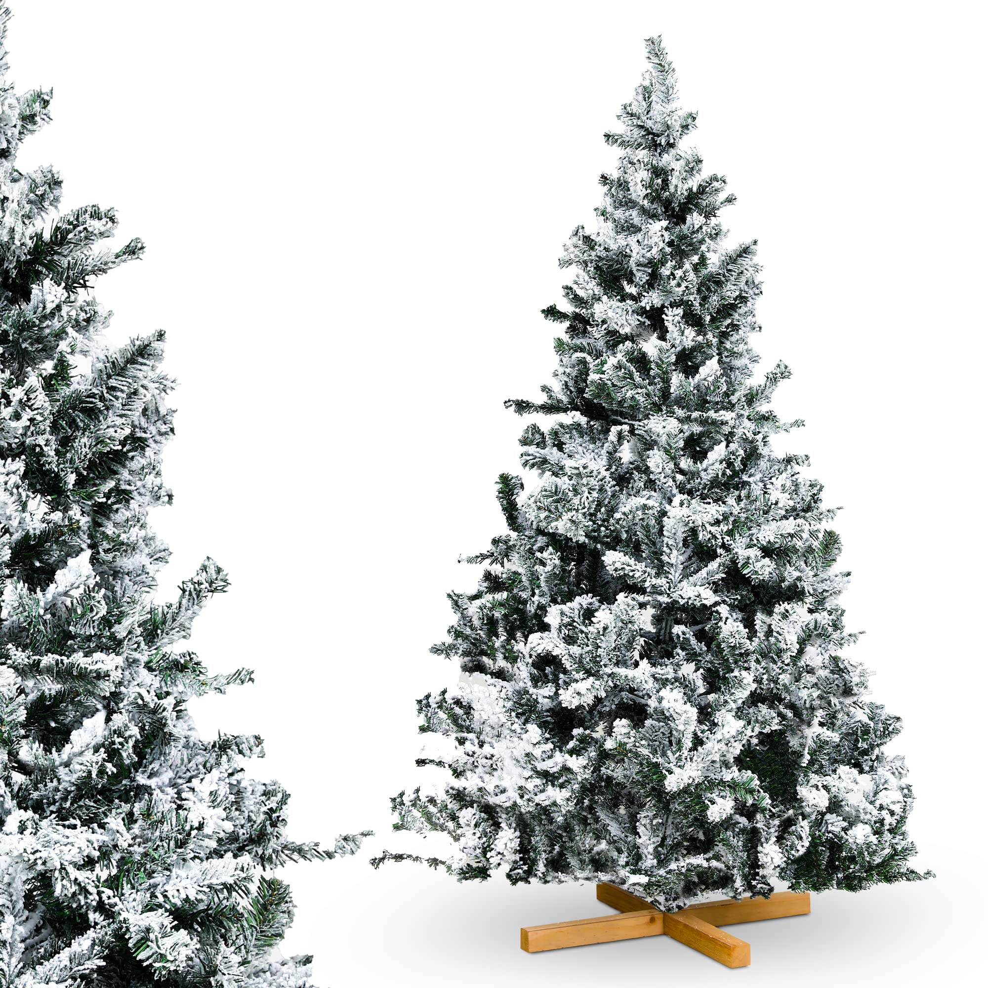 Urhome Künstlicher Weihnachtsbaum mit Ständer beschneite Tanne - 120 cm hoher Christbaum Dekobaum PVC Kunstbaum Tannenbaum mit Schnee Schnellaufbau Klappsystem Baum für Weihnachten