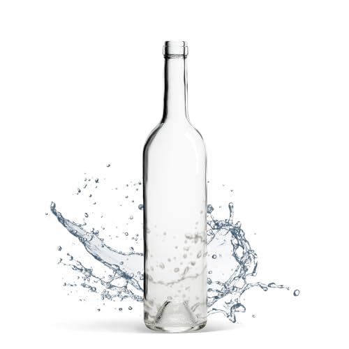 WysKonT Bordeaux Typ Leere Weinflasche für Hausbrauerei Getränkeaufbewahrung Servierdekoration Bordole aus transparentes Glas 0,75 l Fassungsvermögen 7,4 x 29,3 cm 2 Set x 8 Flaschen