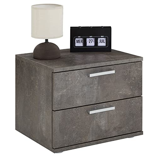 CARO-Möbel Nachttisch Maxima Nachtschrank Nachtkommode Konsole mit 2 Schubladen in Beton dunkel