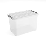 Allibert "praktischer Plus Aufbewahrungsbox mit Deckel, transparent/Silber, 65 Liter