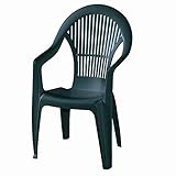 Monobloc stapelbarer Stuhl mit hoher Rückenlehne, Made in Italy, 58 x 56 x 94 cm, grüne Farbe