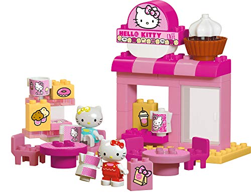 BIG Spielwarenfabrik 800057149 Big HK Bloxx Hello Kitty Cafe-Bausteinset mit 45 Teilen inkl. 2 Spielfigur, verbaubar mit bekannten Spielsteinen für Kinder ab 1,5 Jahren, Mehrfarbig