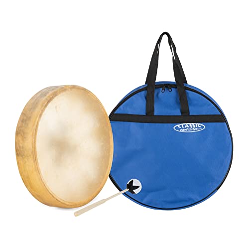 Classic Cantabile TSD-16 Traditionelle Schamanentrommel mit Pferdehaut 16" Set mit Tasche - Durchmesser: 41 cm - Tiefe: 8 cm - Anregende Wirkung - Mit Haltevorrichtung - Inklusive Schlägel und Tasche