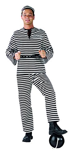 Kostüm Sträfling Alcatraz Größe 60/62 Herren Schwarz Weiß Gestreift Häftling Gefangener Ganove Gangster Gefängnis Knast Karneval Fasching Pierro's