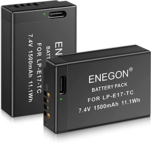 ENEGON LP-E17 Typ C Ladeanschluss Akkus für Canon Rebel SL2, T6i, T6s, T7i, EOS M3, M5, M6, EOS 200D, 250D, 77D, 750D, 760D, 800D, 8000D, Kiss X8i, RP Digital SLR Kamera