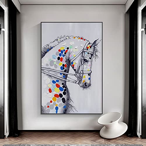 Hintergrund-Dekoration für Wohnzimmer, Sofa, handbemalt, Ölgemälde, realistisches Tier, Pferd, fortschrittlich, groß, modern, minimalistisch, Eingang, abstraktes Wandbild Villa Company, wie abgebildet