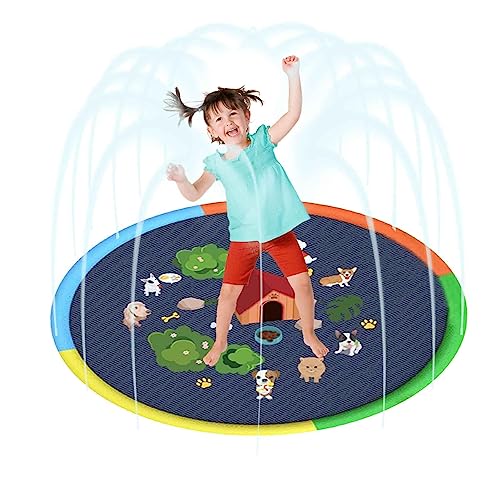 Sprinkler-Pad, 78,74 Zoll Kinder-Sprinkler-Spritzpad, Sprinkler-Pool-Sommerpad, Wassersprinkler-Sprühmatte, Spielzeug für Kleinkinder, aufblasbare Wasserpolsterung für Kinder