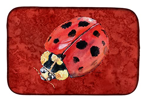 Caroline's Treasures 8870DDM Abtropfmatte, Motiv Lady Bug on Deep Red, 35,6 x 53,3 cm, mehrfarbig