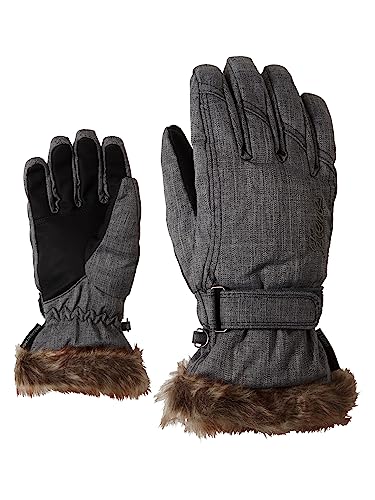 Ziener Damen KIM lady glove Ski-handschuhe / Wintersport |warm, atmungsaktiv, grau (grey melange), 6