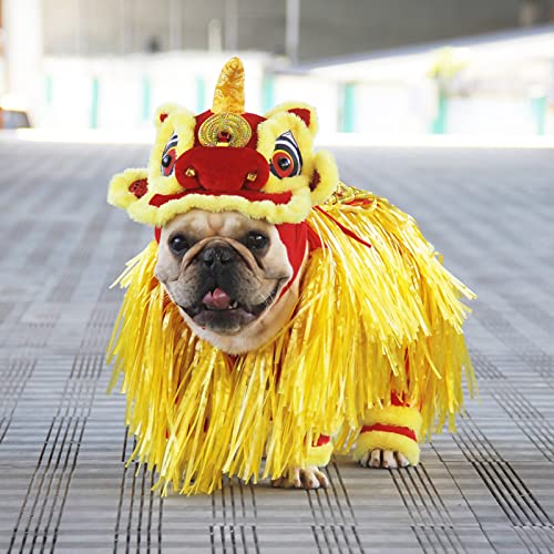 Livecitys Haustier Hund Weihnachts Kleidung Kostüm Tanzender Löwe Cosplay Kleidung im chinesischen Stil, Neujahr, Haustier-Hunde kostüm, Xmas Party Cosplay Kostüme S