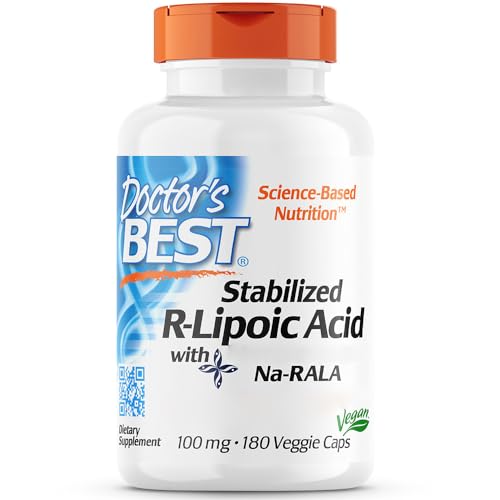 Doctor's Best, Stabilized R-Lipoic Acid ( R-Liponsäure ), 100 mg, 180 vegane Kapseln, Laborgeprüft, Hochdosiert, Glutenfrei, Sojafrei, Vegetarisch