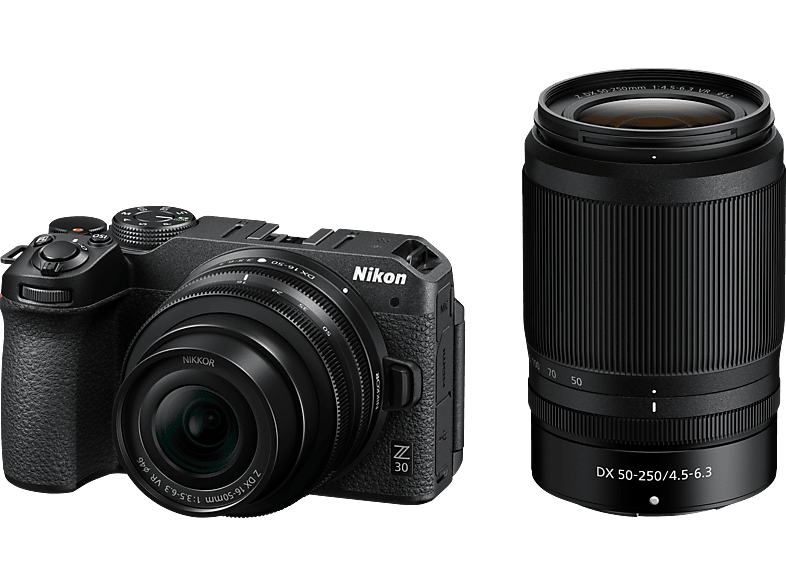 NIKON Nikon Z30 Kit Systemkamera mit Objektiv 16-50 mm, 55-250 7,5 cm Display Touchscreen, WLAN