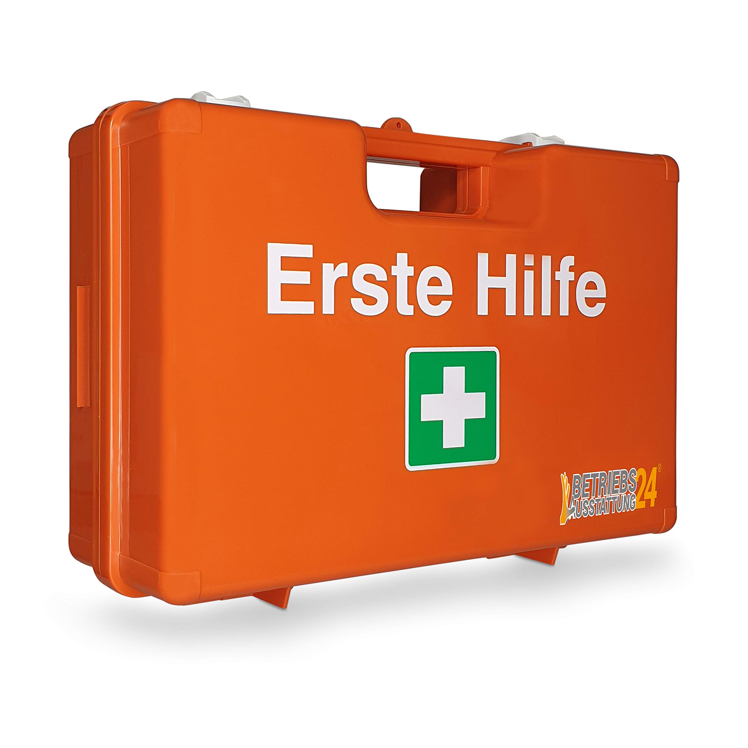 Betriebsausstattung 24® Erste-Hilfe-Koffer | Verbandskasten inkl. Inhalt & Wandhalterung | First AID Box | Kunststoff (DIN 13157, orange)