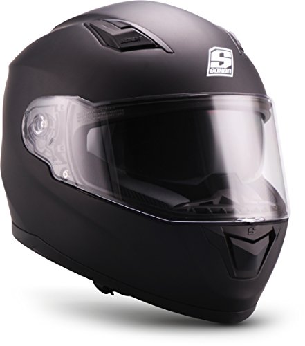 Soxon® ST-1000 Mono „Black“ · Integral-Helm · Full-Face Motorrad-Helm Roller-Helm Scooter-Helm Cruiser Sturz-Helm Sport Urban · ECE 22.05 Sonnenvisier Schnellverschluss Tasche XL (61-62cm)