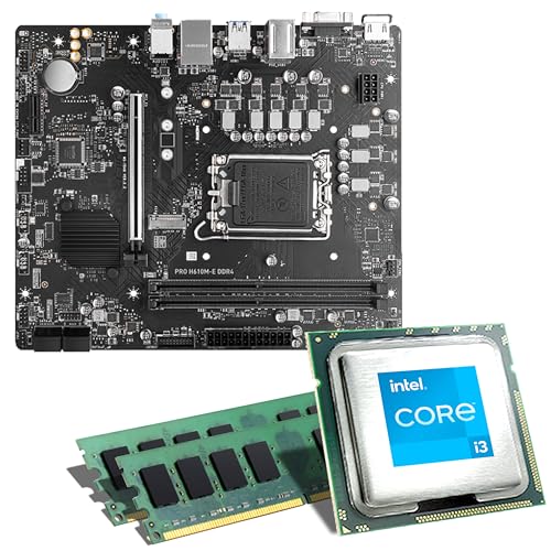 Mainboard Bundle | Intel Core i3-14100, 4X 3500 MHz, 32 GB DDR4-RAM, MSI PRO H610M-E DDR4, 1x M.2 Port, PCIe 4.0 x16, USB 3.2 Gen1 | Tuning Kit | CSL PC Aufrüstkit