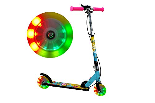 FA Sports - Velotouro Tretroller für Kinder, höhenverstellbar, mit LED-beleuchteten Rädern, Handbremse und patentiertem One-Klick-Mechanismus, für Jungen und Mädchen