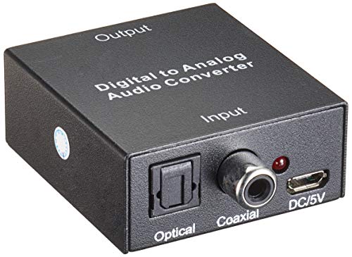PremiumCord Digital zu Analog Audio-Konverter, Toslink/SPDIF auf 2X Cinch RCA, inkl. Netzteil, Metallgehäuse, Farba schwarz