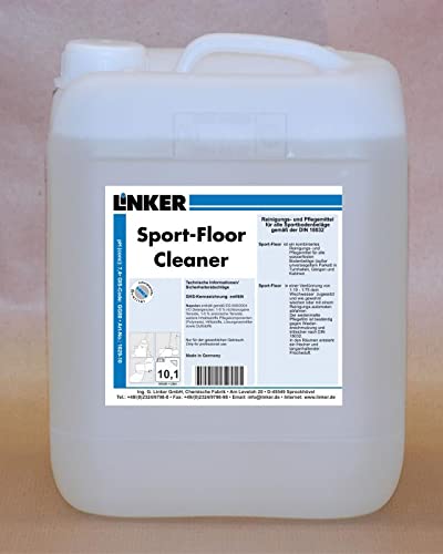 Linker Chemie Sport Floor Cleaner 10,1 Liter Kanister - Bodenreiniger für alle wasserfesten Bodenbeläge für alle Sportbeläge nach DIN 18032 | Reiniger | Hygiene | Reinigungsmittel | Reinigungschemie |
