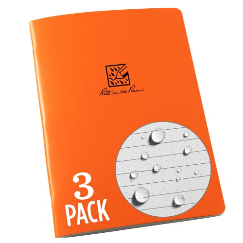 Rite in the Rain LG Notizbuch, geheftet, 16,8 x 21,6 cm, orangefarbener Einband, universelles Muster, 3er-Pack (Nr. OR71-LGL3)