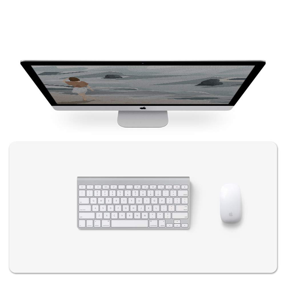 Gaming-Schreibtischunterlage, groß, 2 mm dünn, Anti-Rutsch-Mauspad für Computer, glattes Schreibtischzubehör für Laptop, Tastatur, Schreibtischunterlage – weiß, 130 x 65 cm