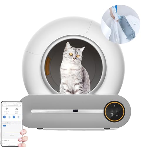 Selbstreinigende Katzentoilette, intelligente automatische Katzentoilette, APP-Steuerung, integrierter Sicherheitsschutz, automatische Katzentoilette für mehrere Katzen