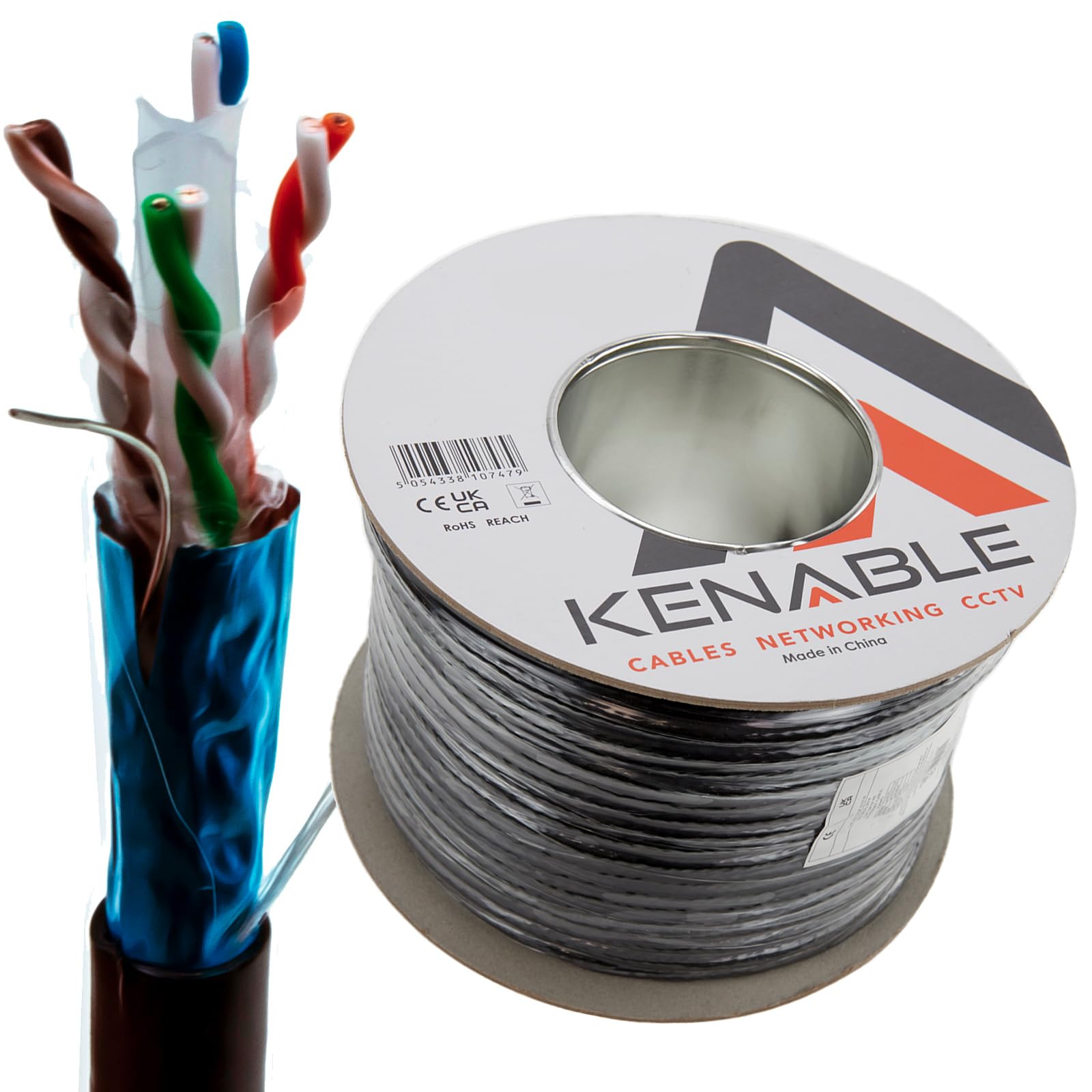 kenable Außen Abgeschirmtes CAT6 Aussen Verwendung Kupfer Ethernet Kabel FTP Kabelrolle 100 m [100 Meter/100m]