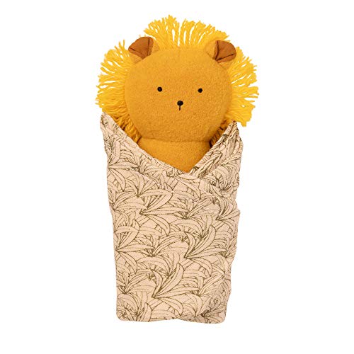 Manhattan Toy Bestickte Plüsch-Löwen-Baby-Rassel + weiches Spucktuch aus Baumwolle, 40,64 cm x 40,64 cm
