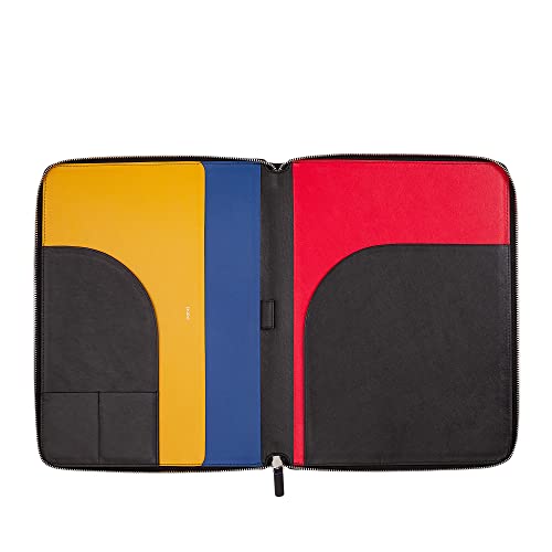 DUDU Die farbenfrohe A4 Aktentasche aus weichem Leder mit praktischem Metallreißverschluss und iPad-Tablet-Fach. Elegant und raffiniert, ideal für Ihre Arbeit. Schwarz