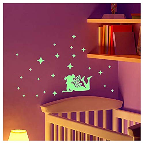 Im Dunkeln leuchtende Katze Wandsticker Wandtattoo Wandaufkleber 30 x 25 cm - Prefekt für Lichtwechsel