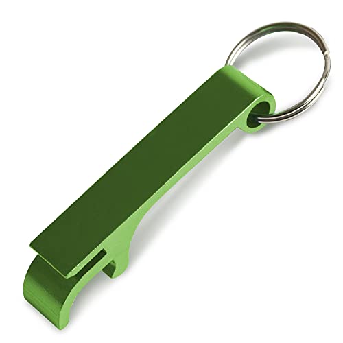 HEAVYTOOL Aluminium Flaschenöffner Schlüsselanhänger 65mm x 12mm "17er Schlüssel" grün [50 Stück] für Flaschen und Dosen