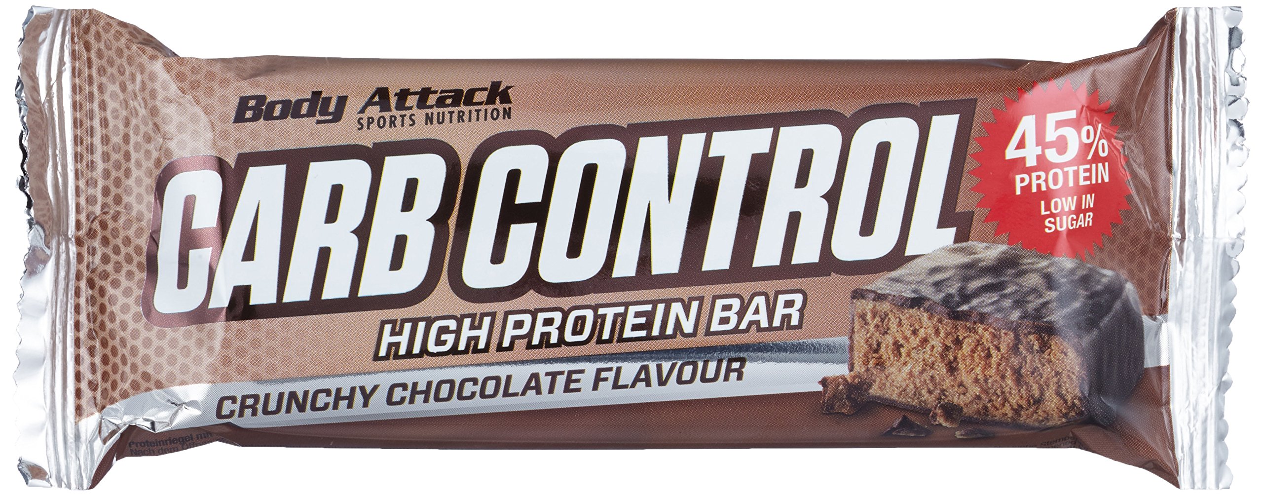 Body Attack Carb Control Protein Riegel 10x 100g (Box), Crunchy Chocolate, 10x100 g