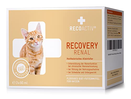 RECOACTIV® RECOVERY Renal für Katzen 3 x 90 ml - Hochkalorisches Diät Alleinfuttermittel f. Katzen mit Nierenfunktionsstörungen, in der Rekonvaleszenz und zur Gewichtszunahme, bei Nahrungsverweigerung