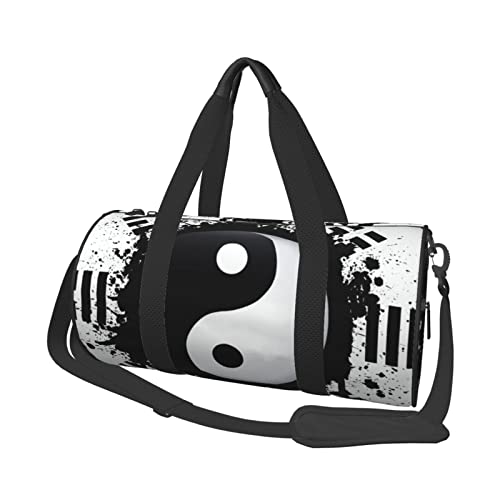 Schwarz-weiße Yin-Yang-Reisetasche, große Sporttasche, multifunktionale Übernachtungstasche für Männer und Frauen