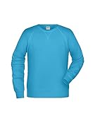 James & Nicholson Herren Raglan Sweatshirt - Sweatshirt im Raglanschnitt aus Bio-Baumwolle | Farbe: Turquoise | Grösse: M