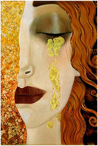 Kunstwerk auf Leinwand 70x90 cm Rahmenlose Reproduktion des berühmten Gemäldeklassikers "Goldene Tränen", gedruckt auf Leinwand von Gustav Klimt. Leinwand Wandkunst Bild