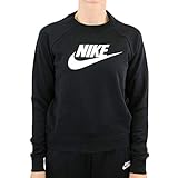 Nike Damen Nsw Essntl Crew Flc Hbr Pullover Sweater, Black/(White), S EU