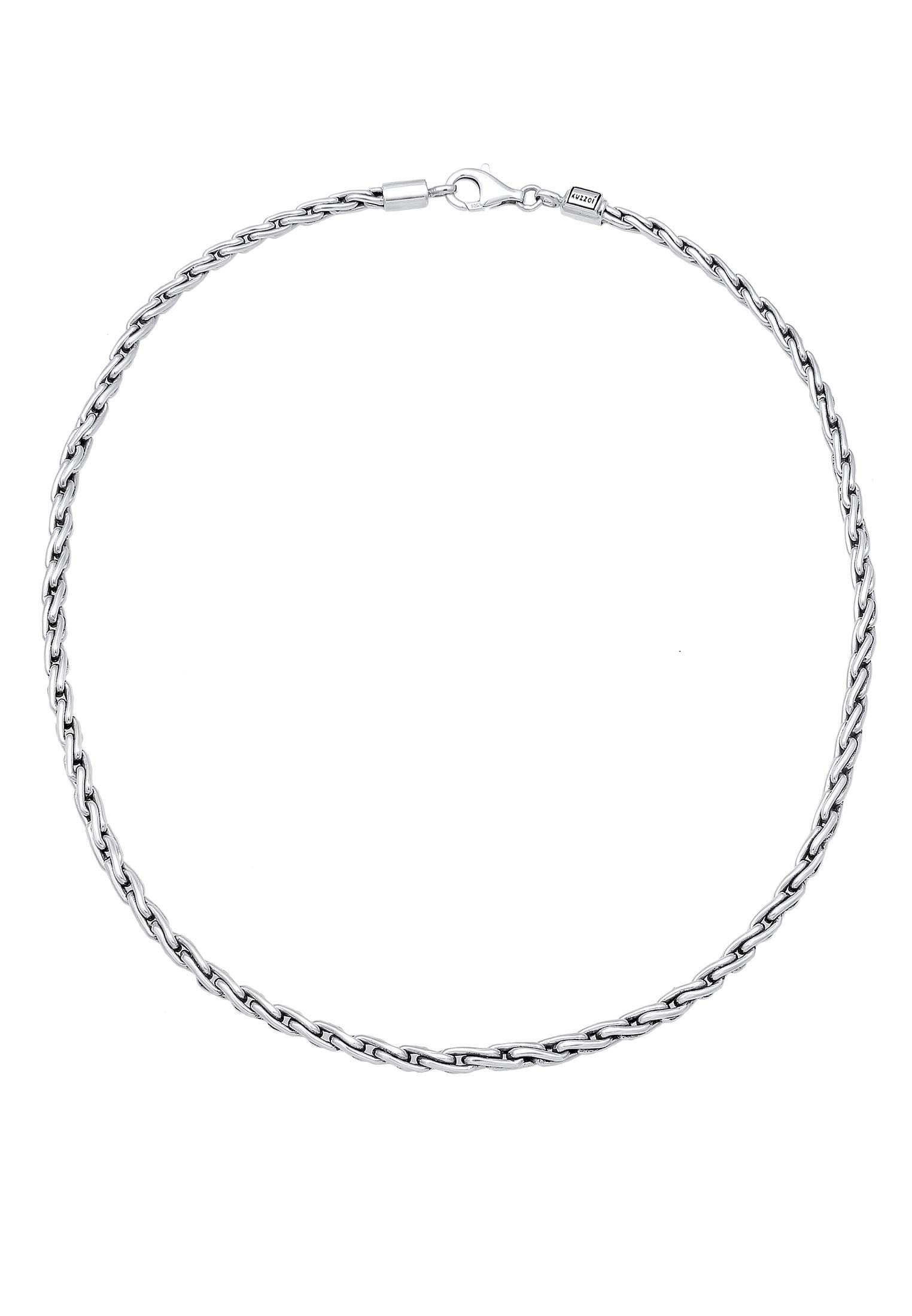 Kuzzoi Massive 925 Silber Königskette Herren Halskette, Dicke 4mm, Länge 50 cm, mit Schmuckbox, Herrenkette Silberkette ohne Anhänger - 0110970118_50