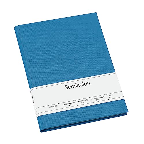 Semikolon (364706) Notizbuch Classic B5 blanko azzurro (hellblau) - Notiz- und Sketch-Buch - 176 Seiten mit cremeweißem 100g/m²- Papier - Format: 18,5 x 25,5 cm