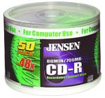 Jensen 700 MB/80-minute CD-Rs (Amtsheftung) (jcdr50)