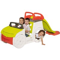 Smoby 840205 - Abenteuer-Spielauto, Outdoor-Auto für Kinder inklusive Kinder-Rutsche, Klettergerüst und Sandkasten