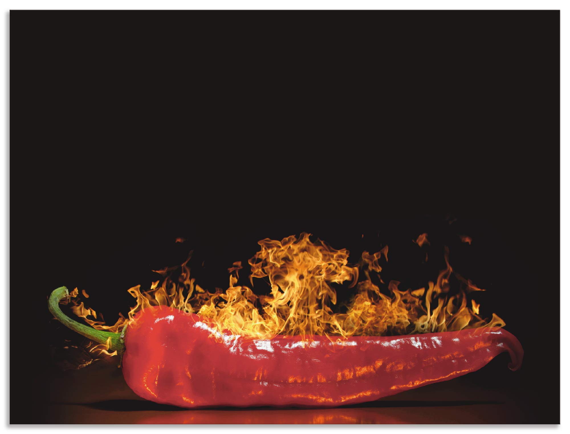 ARTland Spritzschutz Küche aus Alu für Herd Spüle 80x60 cm (BxH) Küchenrückwand mit Motiv Essen Lebensmittel Gewürze Chili Flammen Modern Dunkel Rot S7PR
