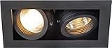 SLV KADUX 2 | Einbauleuchte, Innenbeleuchtung, Deckeneinbauleuchte, LED Spots, Deckenstrahler, Deckenleuchte| Zweiflammig, GU10, rechteckig, schwarz matt, je. max. 50W, inkl. Clipfedern