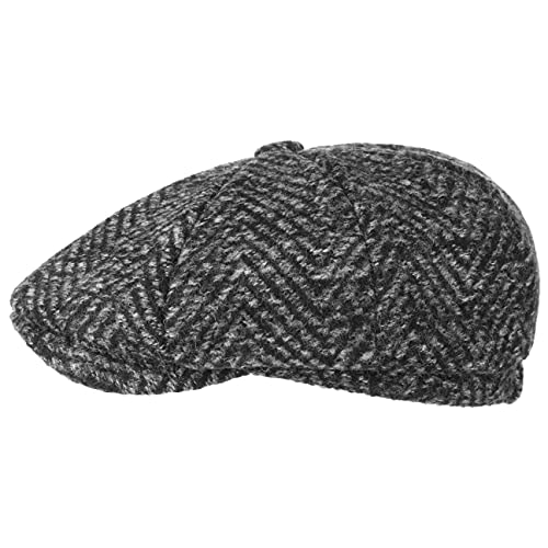 Lipodo Coarse Herringbone Schirmmütze Herren - Mütze mit Wolle - Flatcap mit Futter - Ballonmütze Herbst/Winter - Wintermütze anthrazit S (55-56 cm)