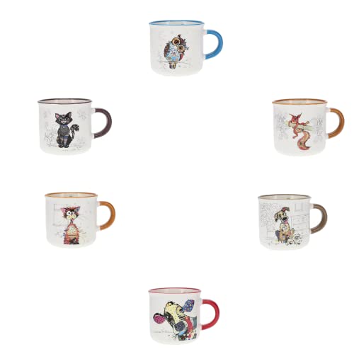 KIUB Set mit 6 Mini-Tassen, Espresso, mit Tieren, Höhe 6,5 cm, Fassungsvermögen 125 ml, feines Porzellan