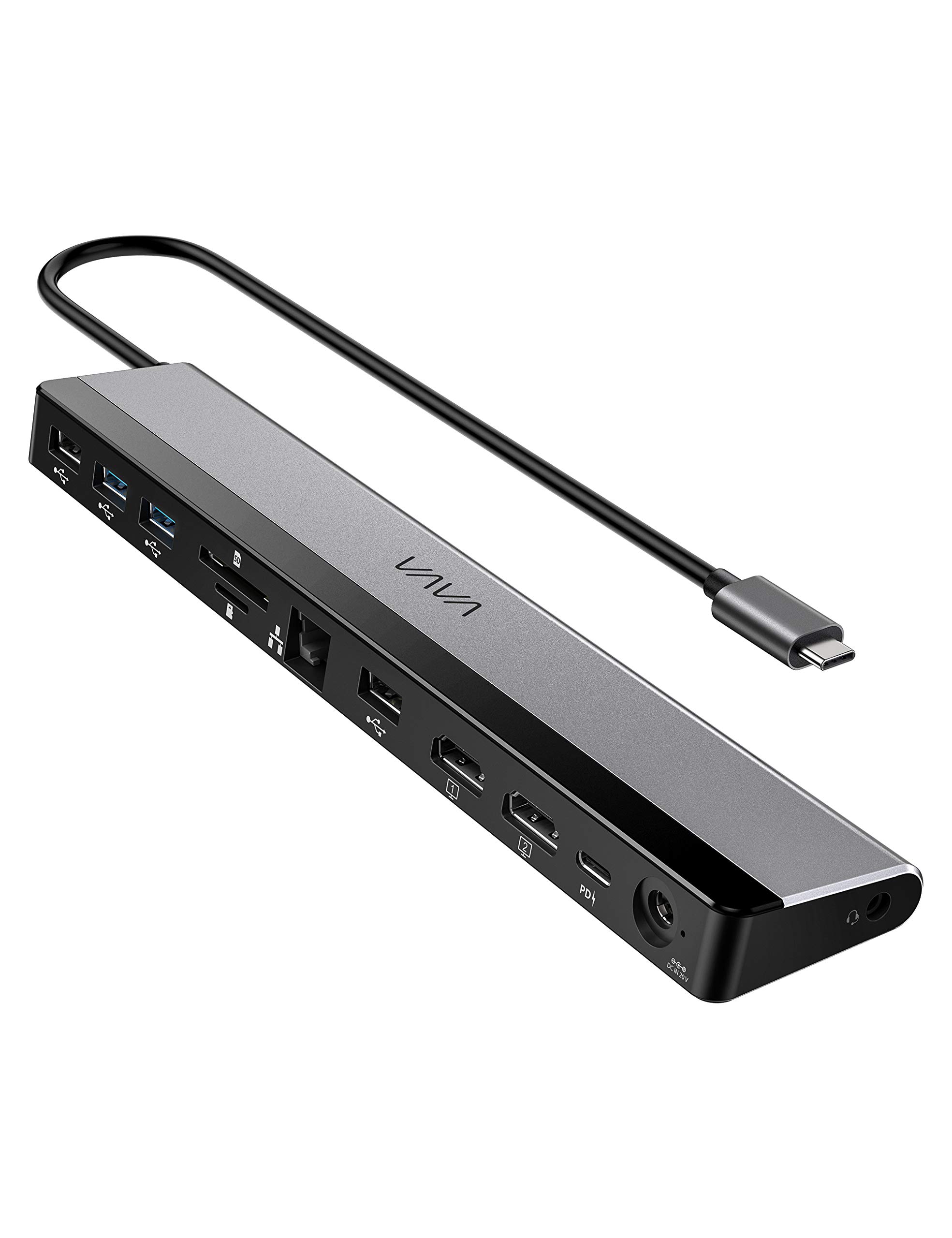 CNXUS USB C Docking Station, 12-in-1 Type C Hub with Dual 4K HDMI Ports, RJ45 Ethernet, 4 USB Ports, SD/TF Cards Reader, PD USB-C Charging Port, Audio/Mic for MacBook/Pro/Air, Type C Windows Laptops