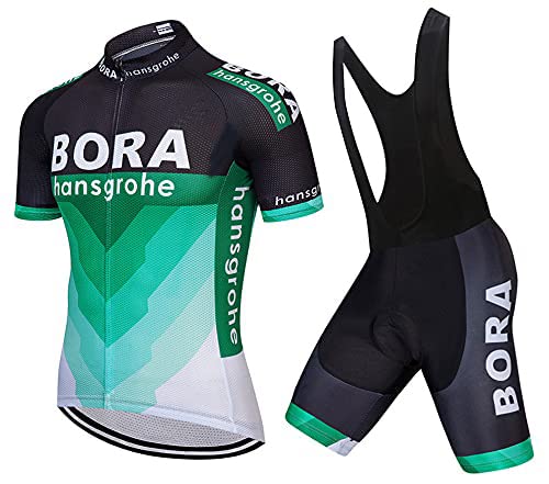 Linarun Herren Radtrikot Set Fahrradtrikot Kurzarm + Radlerhose mit 5D Sitzpolster Rennrad Trikot Fahrradbekleidung Atmungsaktiv und Schnell Trockend (Grün01,4XL)