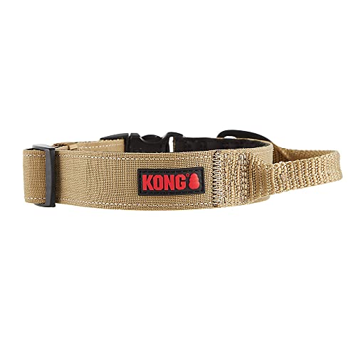 KONG Ultra-strapazierfähiges, gepolstertes Hundehalsband mit Komfortgriff, Größe M, Hellbraun