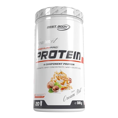 Best Body Nutrition Gourmet Premium Pro Protein, Cream Nut, 4 Komponenten Protein Shake: Caseinat, Whey Konzentrat, Whey Isolat, Eiprotein, 500 g Dose