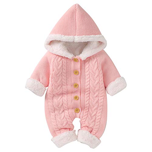 Haokaini Neugeborene Baby Kapuze Strick Strampler Fleece Pullover Wärmer Schneeanzug Overall Overalls Onesies Baby Winter Oberbekleidung für Jungen Mädchen