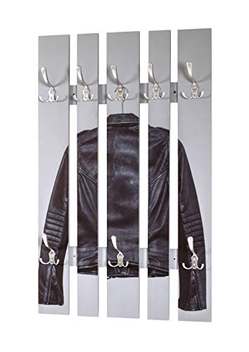 HAKU Möbel Wandgarderobe, MDF, grau-schwarz-Edelstahloptik, 9 x 65 x 100